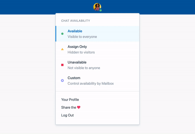 Menu interactions for availability